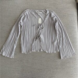 Anthropologie Silver Pleated Blouse